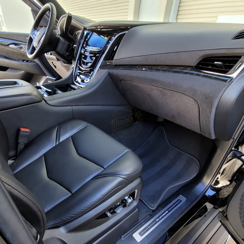 Freshly detailed black premium vehicle interior